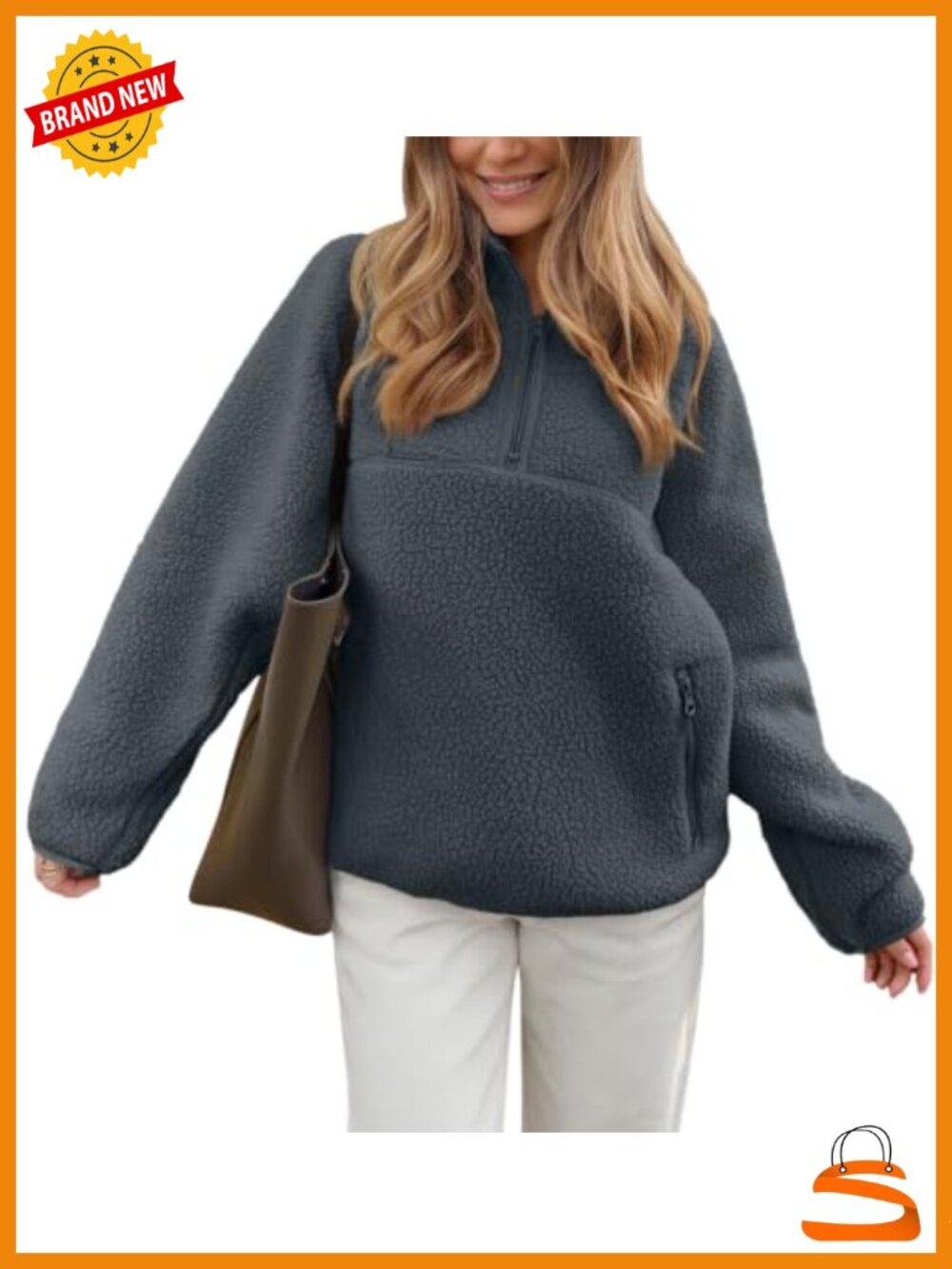 Sherpa Fleece Half Zip Pullover Women Loose Fit Winter Jacket